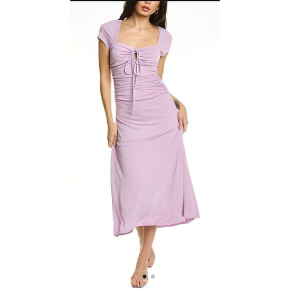 Cinq a Sept Janis Square Neck Pale Iris MIDI Dress NWT Size 12